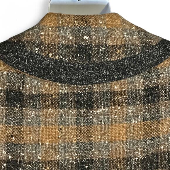 Vintage 50s 60s Brevity Original Wool Plaid Coat Fits XL/1X Dark Tweed Swing Fit - Picture 8 of 9
